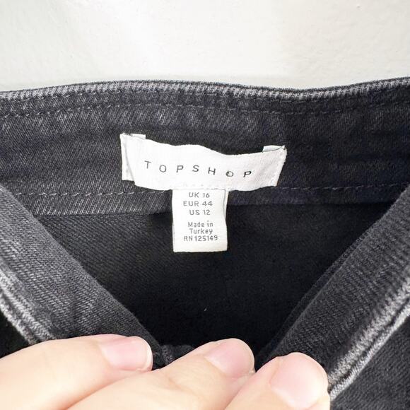 TOPSHOP Black Button Front Denim Jean Dress Cottage Boho 100% Cotton NEW 12 - Picture 3 of 11